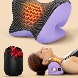 Pain Relief Neck Stretcher/Massager w/ Heat Cervical Traction Device Pillow